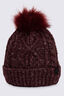 Macpac Flecked Pom Pom Beanie, Windsor Wine Fleck, hi-res