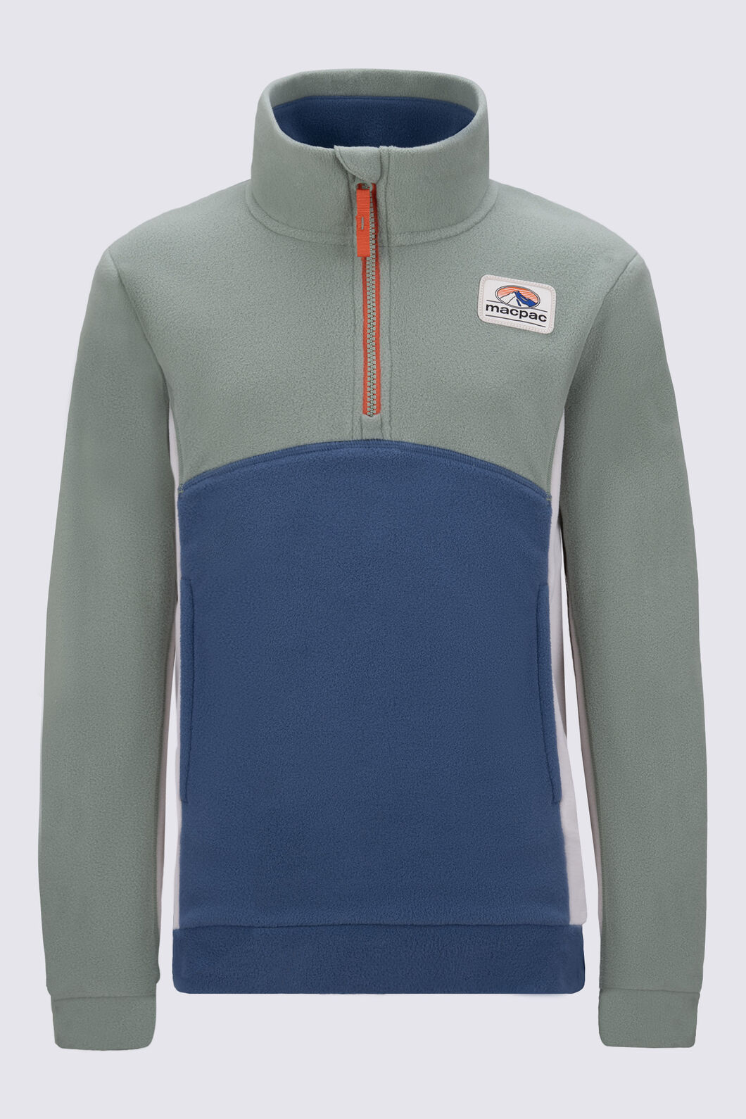 Macpac Kids&rsquo; Heritage Fleece Pullover, Ensign Blue/Hedge Green, hi-res