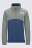 Macpac Kids&rsquo; Heritage Fleece Pullover, Ensign Blue/Hedge Green, hi-res