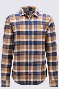 Macpac Men's Sutherland Slim Flannel Shirt, Toasted Coconut Plaid, hi-res