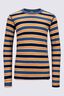 Macpac Kids' 220 Merino Long Sleeve Top, Bering Sea/Flame Orange Stripe, hi-res