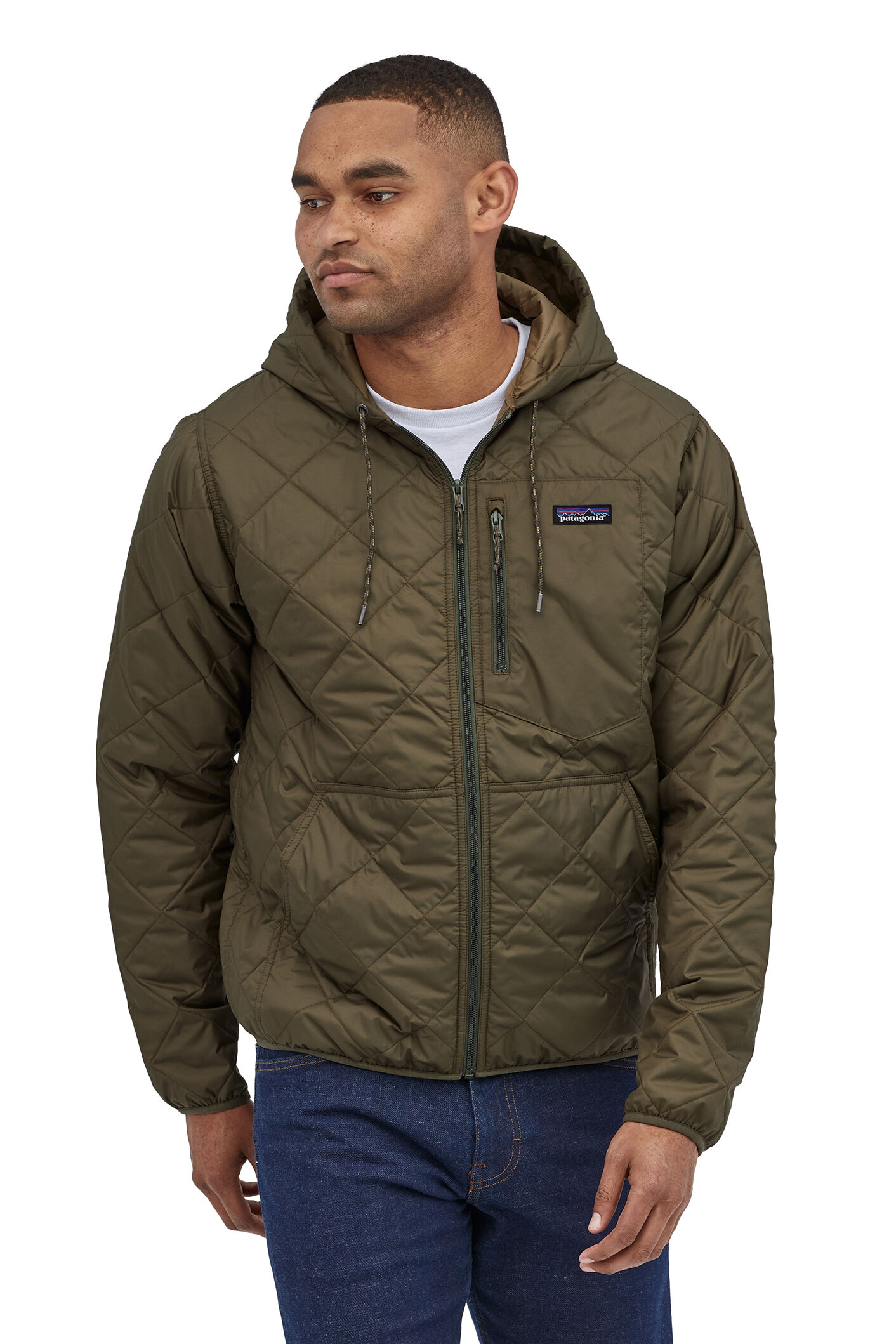 mens diamond quilted bomber hoodie