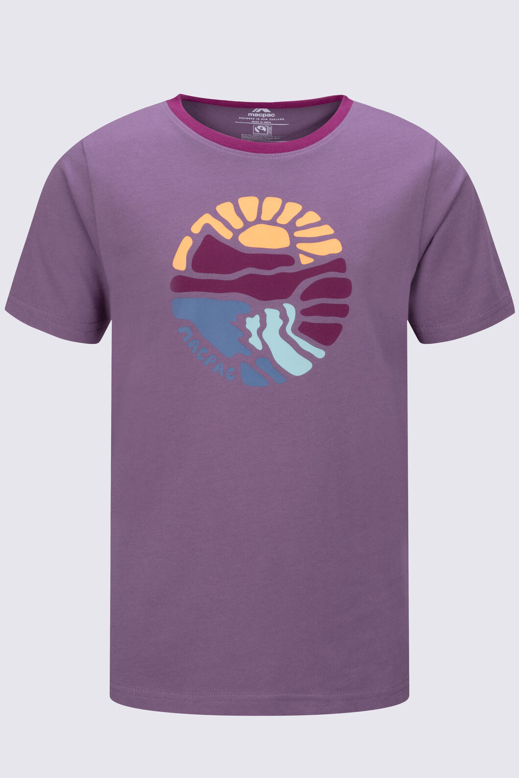 Macpac Kids' Abstract Nature Fairtrade Organic Cotton Short Sleeve T-Shirt, Grapeade, hi-res