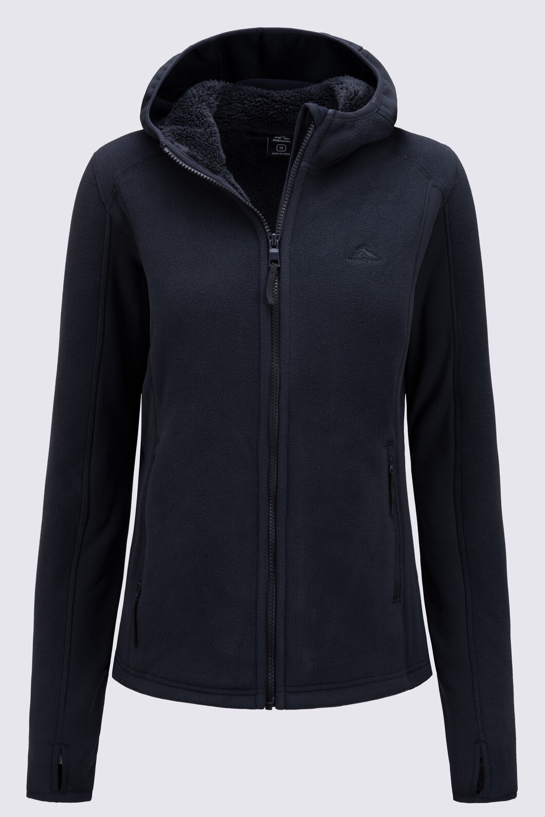 Macpac Womens Mountain Hooded Fleece Jacket, Black, hi-res