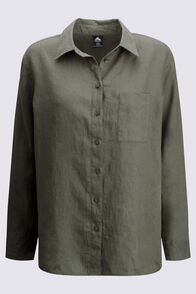 Macpac Women's Linen Shirt, Beetle, hi-res