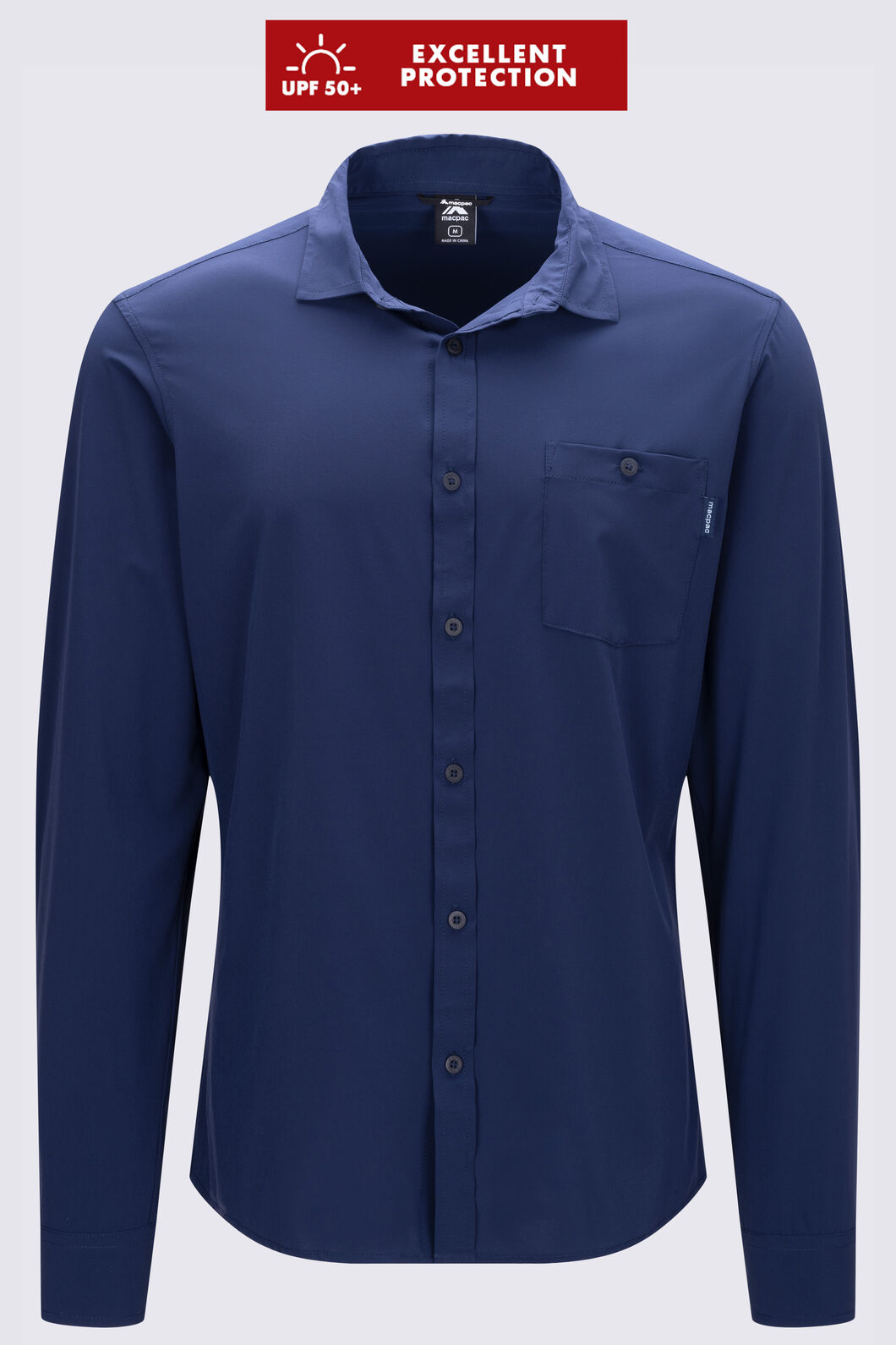 Macpac Men's Eclipse Long Sleeve Shirt, Navy Iris, hi-res