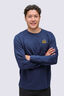 Macpac Men's Vintage Embroidered Fairtrade Organic Cotton Long Sleeve T-Shirt, Navy Iris, hi-res