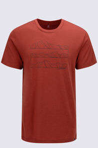 Macpac Men's Cross Lines 180 Merino T-Shirt, Barn Red, hi-res