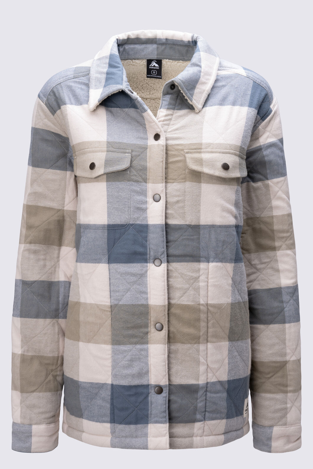 Macpac Women's Alma Fleece Lined Shirt, Tofu Plaid, hi-res