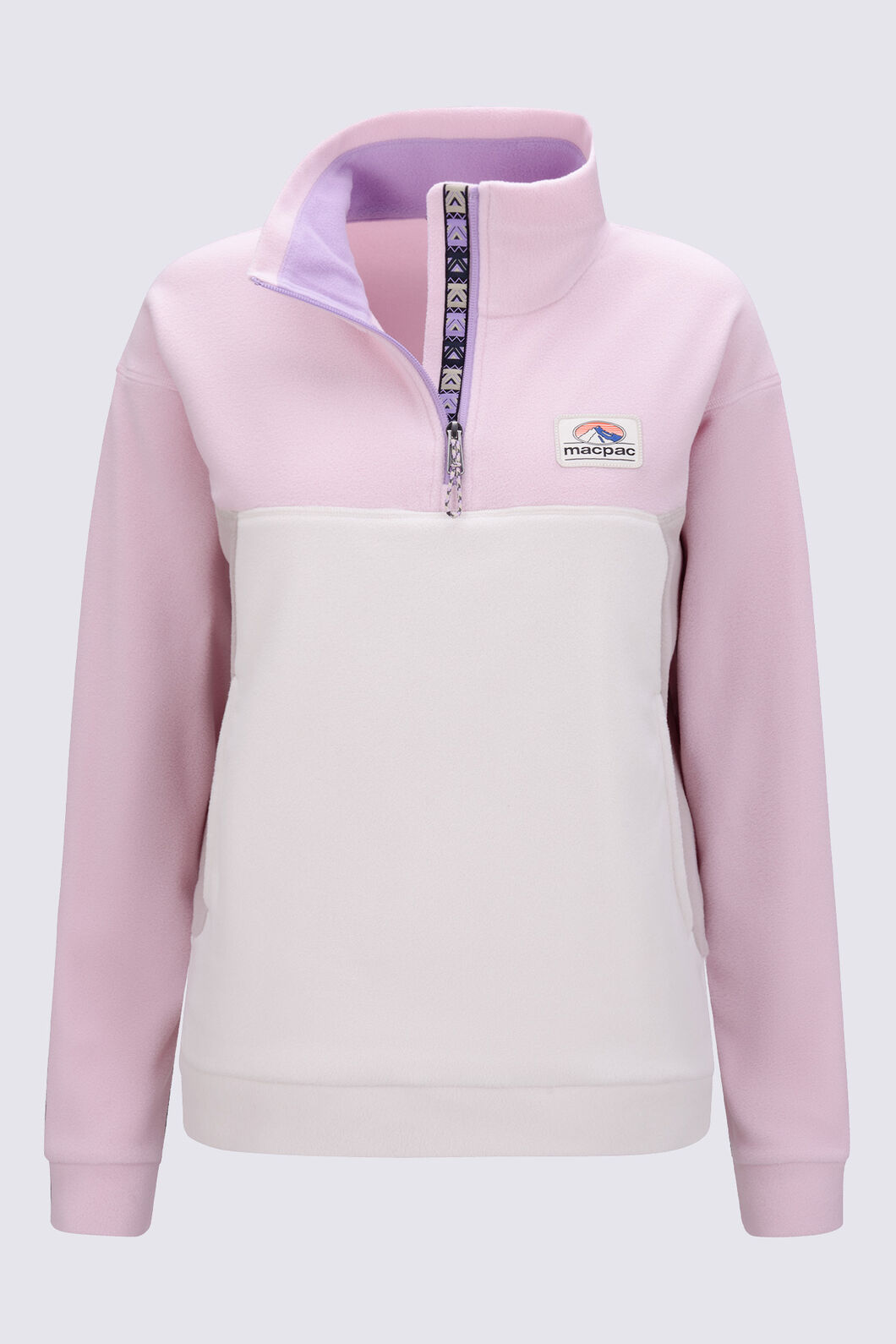 Macpac Women&rsquo;s Heritage Fleece Pullover, Pink Nectar/Etherea/Moonbeam, hi-res