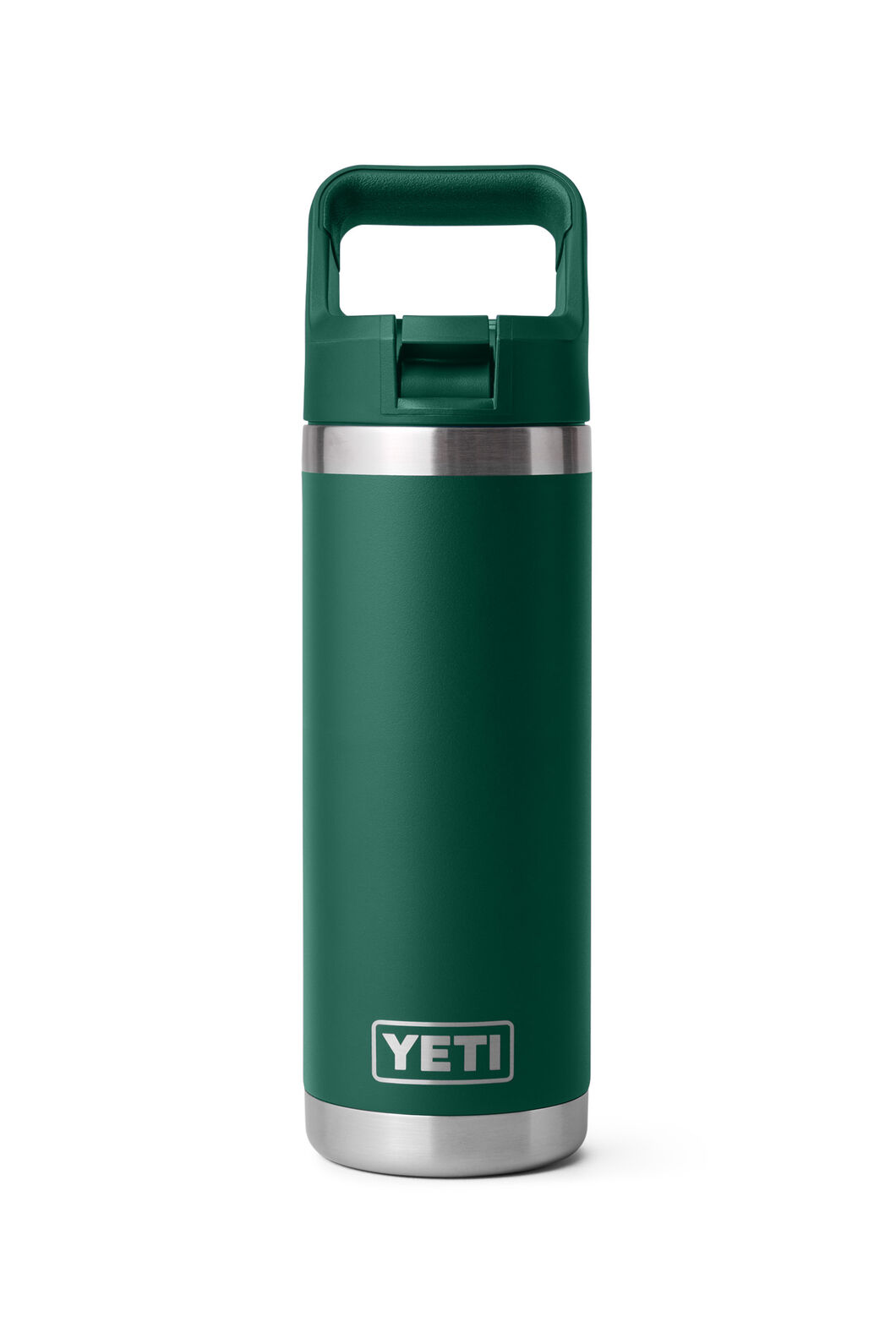 YETI® Rambler® Bottle with Straw Cap — 18 oz, Black Forest Green, hi-res