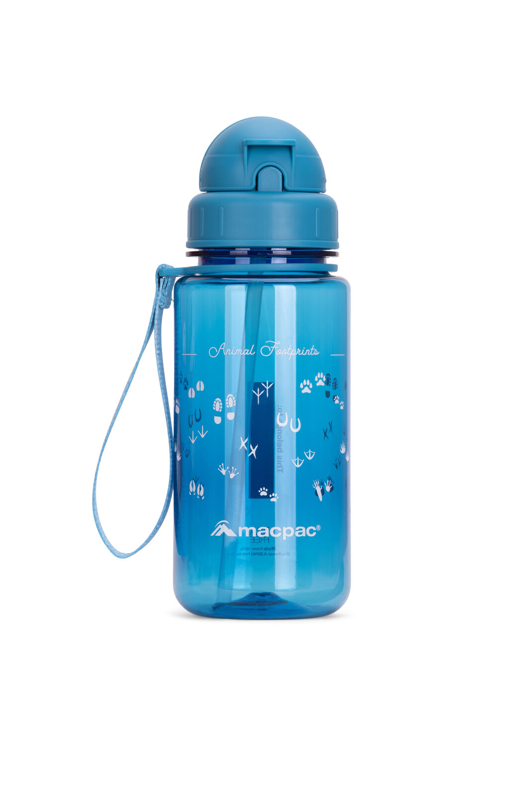 Macpac Kids' Water Bottle — 400ml, Blue Footprints, hi-res