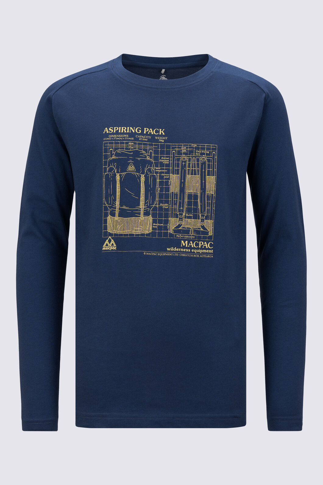 Macpac Kids&rsquo; Aspiring Pack Long-Sleeve T-Shirt, Insignia Blue, hi-res