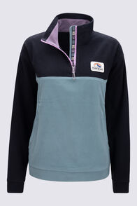 Macpac Women&rsquo;s Heritage Fleece Pullover, Black/North Atlantic, hi-res