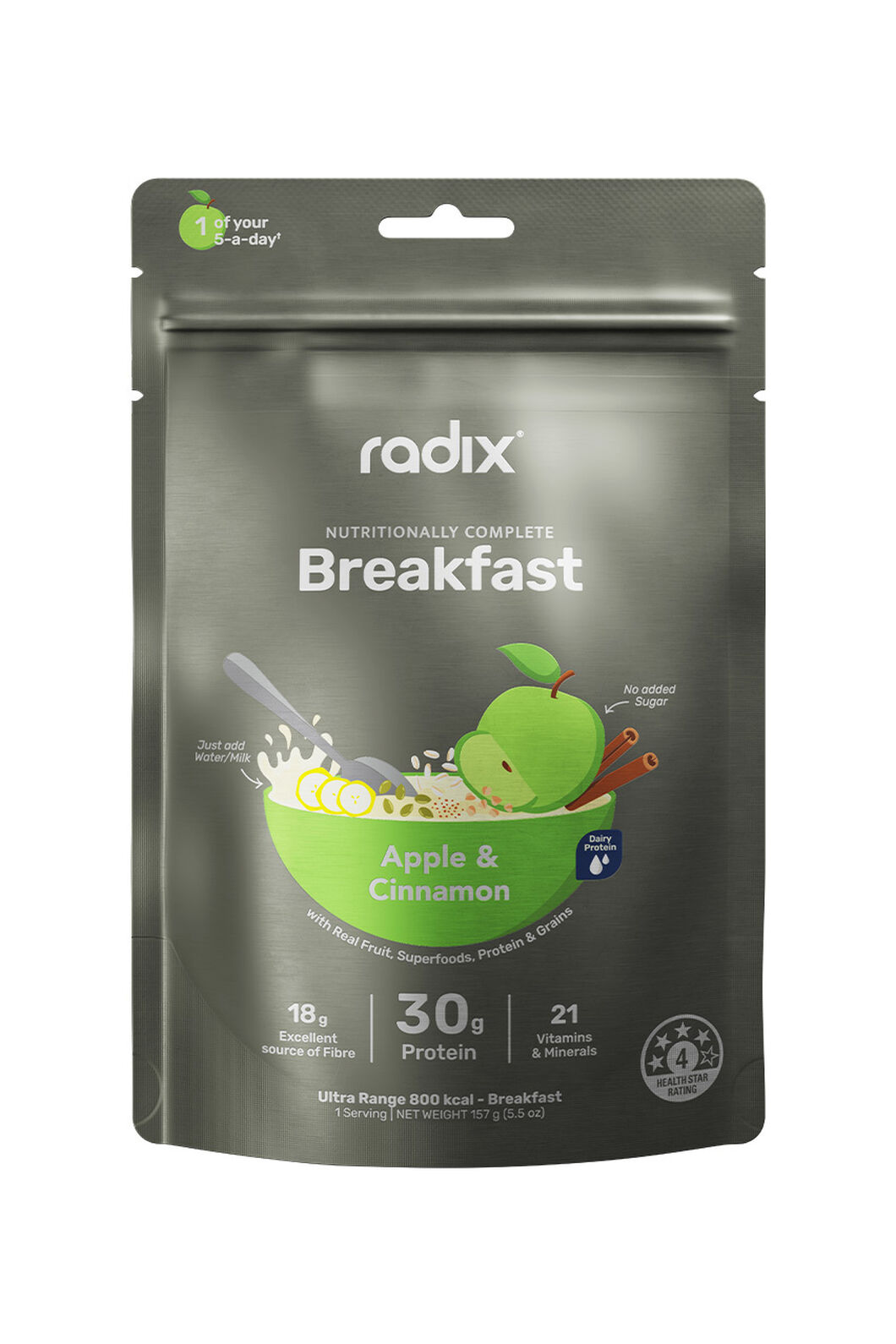 Radix ULTRA 800kcal Apple & Cinnamon Dairy Breakfast - 157g, Grey, hi-res