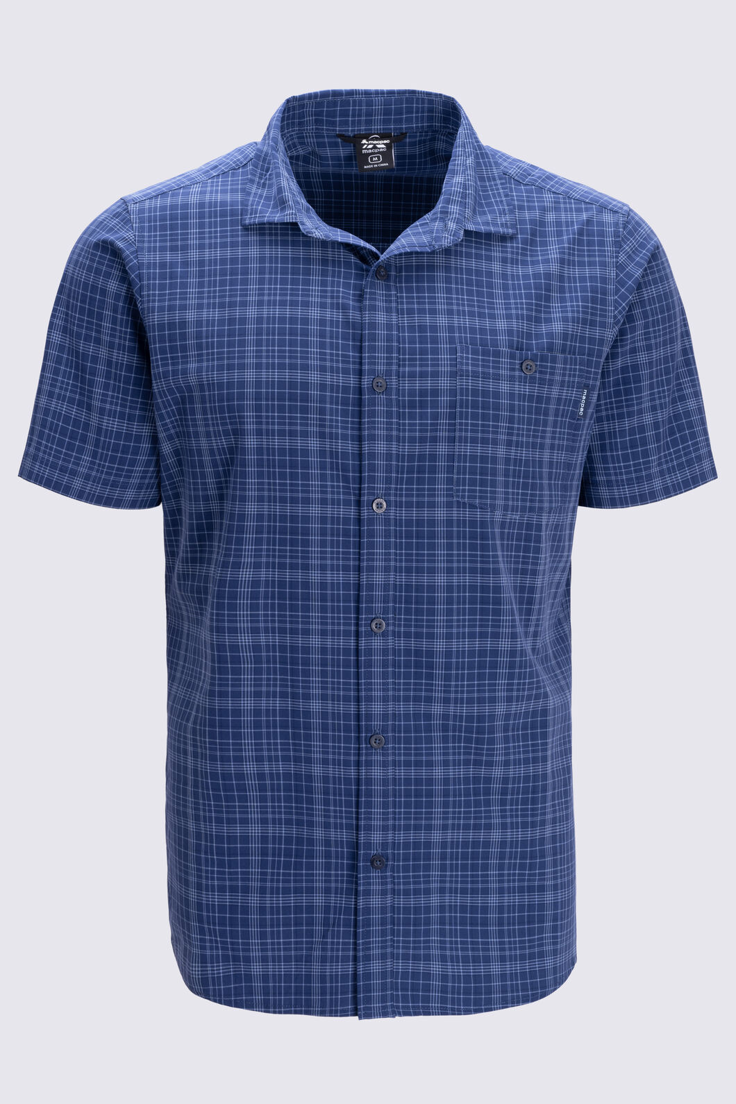 Macpac Men's Eclipse Short-Sleeve Shirt, Naval Academy Check, hi-res