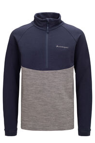 Macpac Kids' 280 Merino Pullover, Black Iris/Mid Grey Marle, hi-res