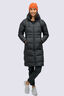 Macpac Women's Aurora Long Hooded Down Coat, Black, hi-res