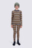 Macpac Kids' 220 Merino Long Johns, Bering Sea/Flame Orange Stripe, hi-res
