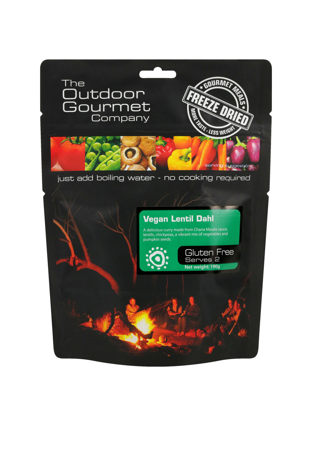 The Outdoor Gourmet Company Vegan Lentil Dahl &mdash;190 g, Black, hi-res