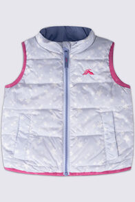 Macpac Baby Down Vest, Xenon Blue Print, hi-res