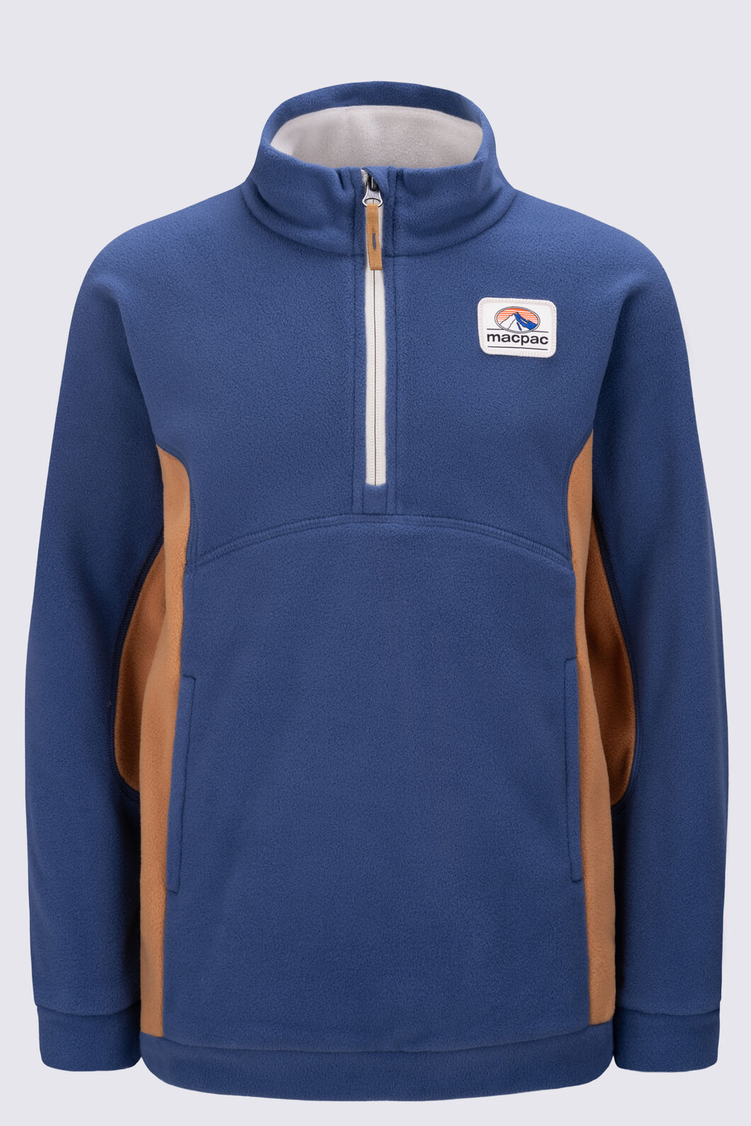 Macpac Kids' Heritage Fleece Pullover, Oceana/Bone Brown/Pelican, hi-res