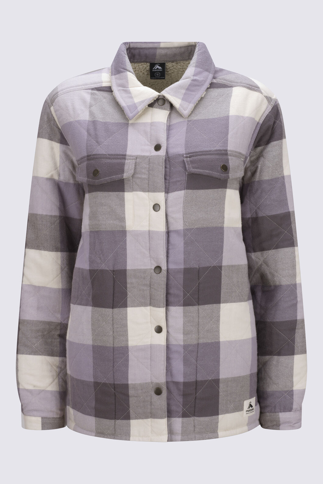 Macpac Women's Alma Fleece Lined Shirt, Rabbit Check, hi-res