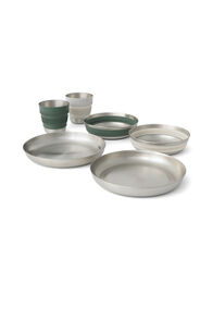 Sea to Summit Detour Stainless Steel 2 Person Collapsible Dinnerware Set, Steel/Laurel Wreath, hi-res