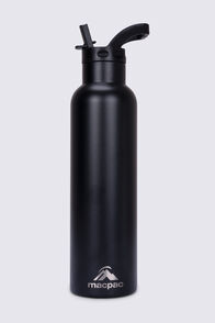 Macpac Insulated Standard Bottle with Straw Lid &mdash; 630ml, Black, hi-res
