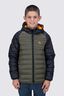 Macpac Kids' Uber Light Hooded Down Jacket, Black/Grape Leaf, hi-res