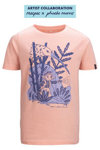 Macpac x Phoebe Morris Kids' Kiwi T-Shirt, Coral Pink, hi-res