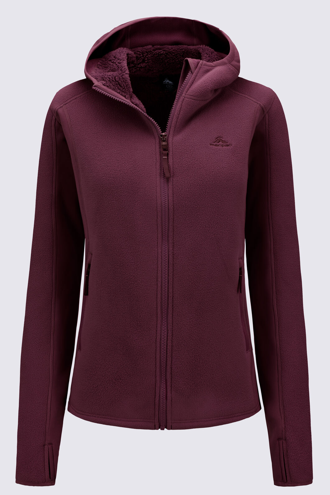 Macpac Womens Mountain Hooded Fleece Jacket, Winetasting, hi-res