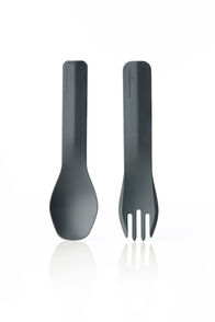 humangear GoBites Duo Fork and Spoon Set, Dark Grey, hi-res