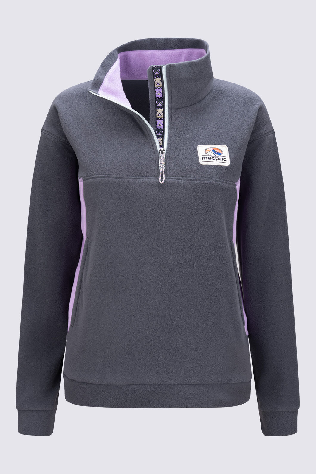 Macpac Women&rsquo;s Heritage Fleece Pullover, Asphalt/African Violet, hi-res