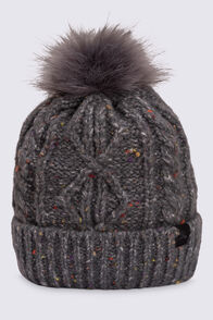 Macpac Flecked Pom Pom Beanie, Grey Fleck, hi-res