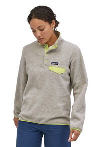 Patagonia Women's Lightweight Synchilla® Snap-T® Fleece Pullover, Oatmeal Heather/Jellyfish, hi-res
