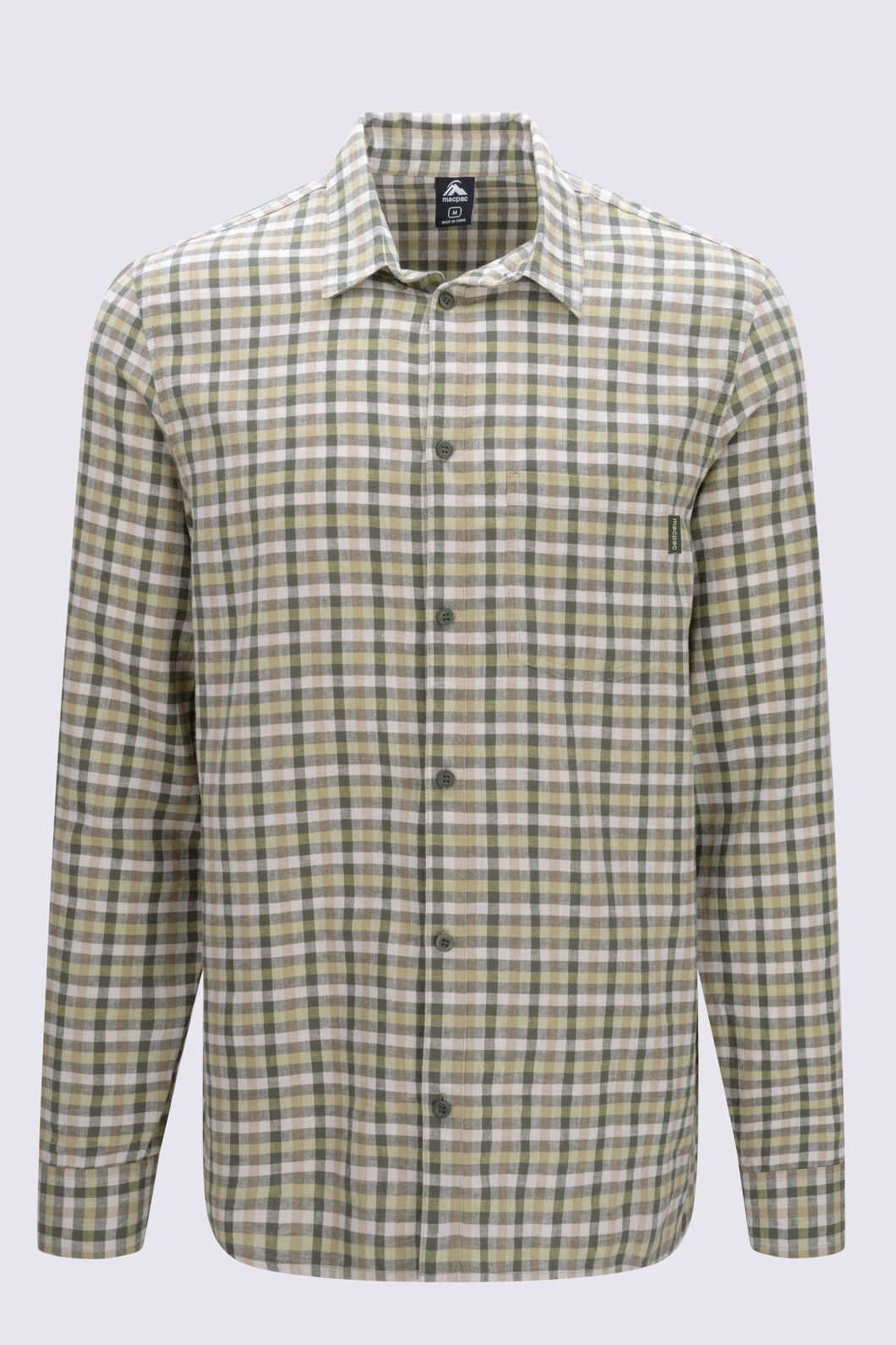 Macpac Men's Campfire Long Sleeve Shirt, Green Plaid, hi-res