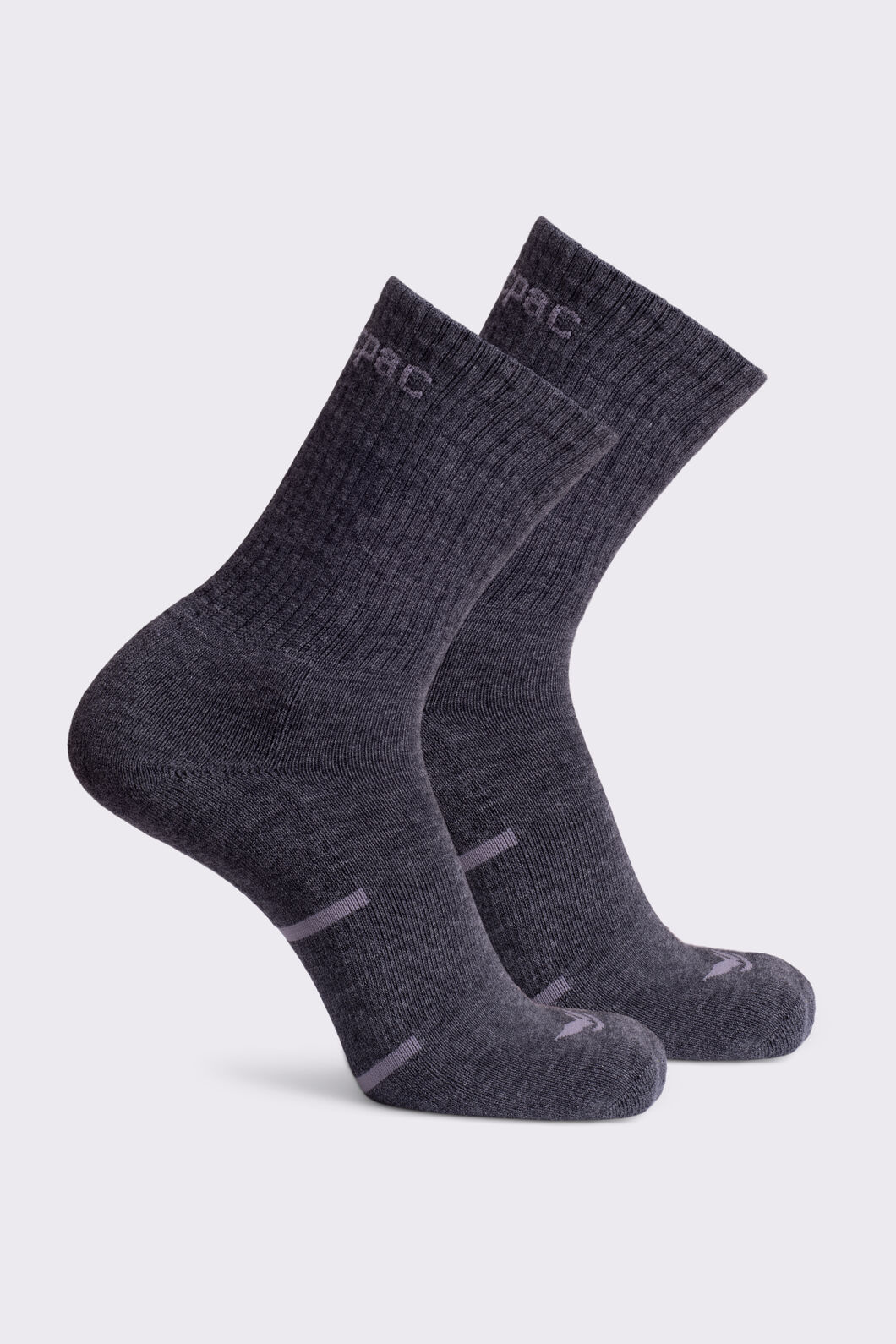 Macpac Hiking Sock &mdash; 2 Pack, Grey Melange/Light Grey, hi-res