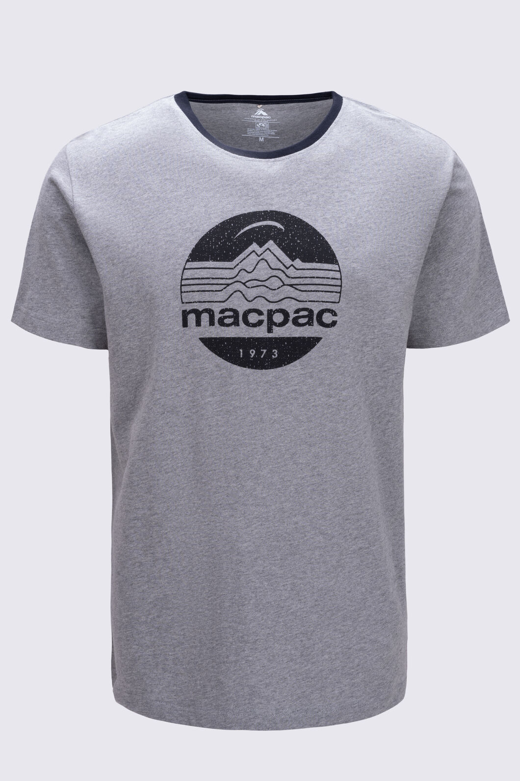 Macpac Retro Fairtrade Organic Cotton Tee — Men's, Grey Marle/Black, hi-res