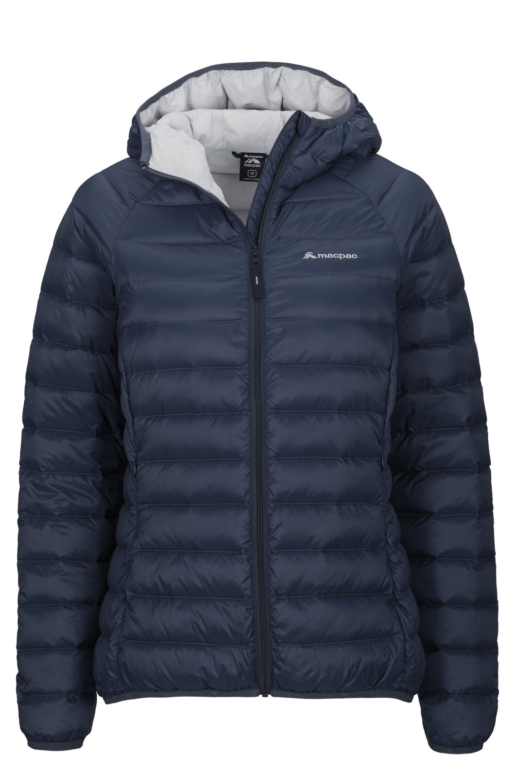 Macpac Women's Uber Light Hooded Down Jacket, Black Iris/Glacier Grey, hi-res
