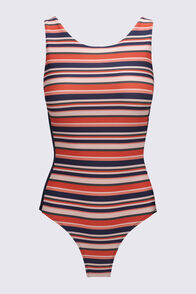 Macpac Women's Southshore Active One Piece Swimsuit, Sienna Stripe, hi-res