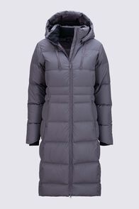 Macpac Women's Aurora Long Hooded Down Coat, Rabbit, hi-res