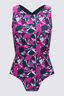 Macpac Women's Southshore Active One Piece Swimsuit, Deep Teal Shatter, hi-res
