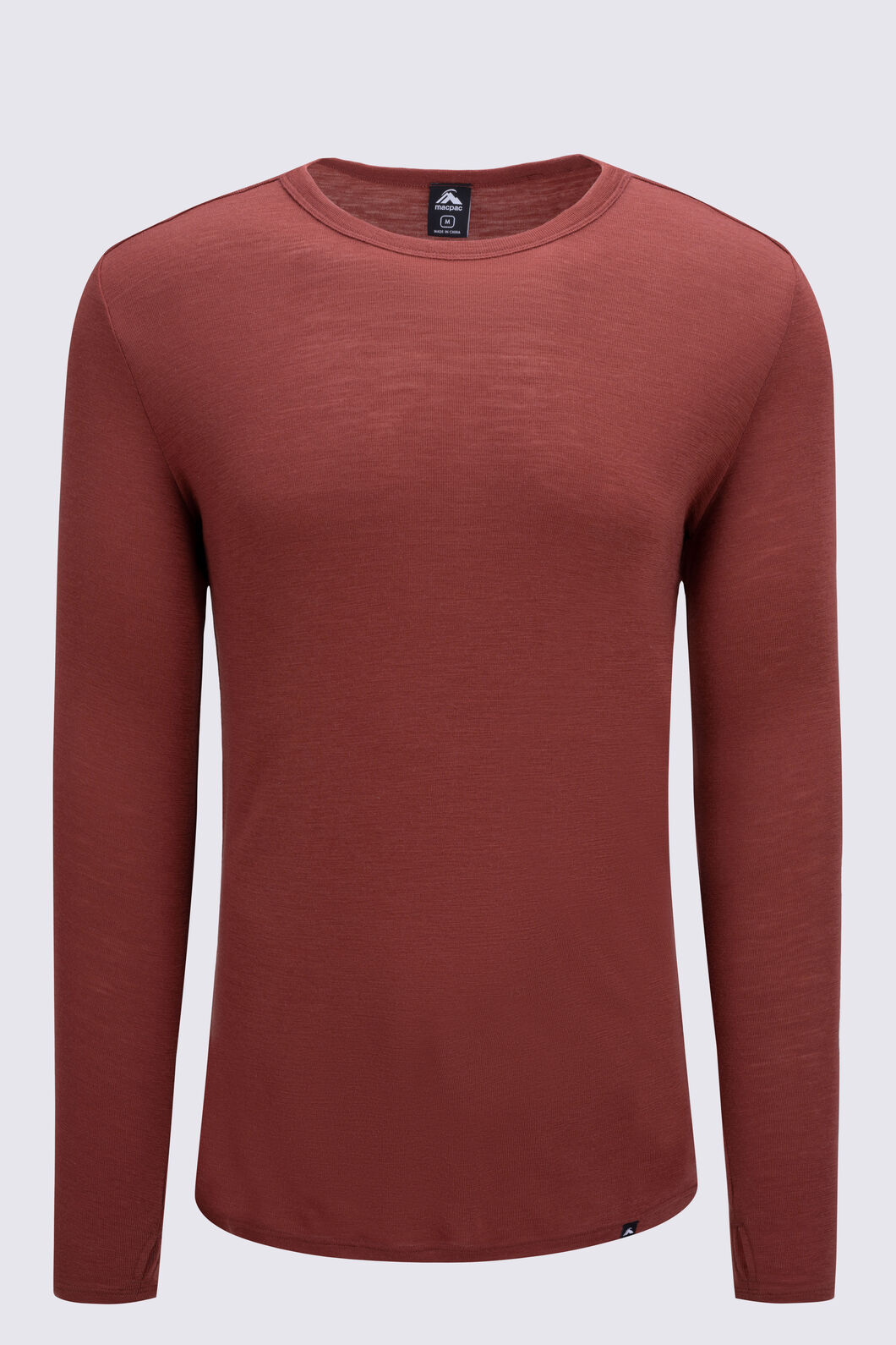 Macpac Men's 220 Merino Long Sleeve Top, Brandy, hi-res