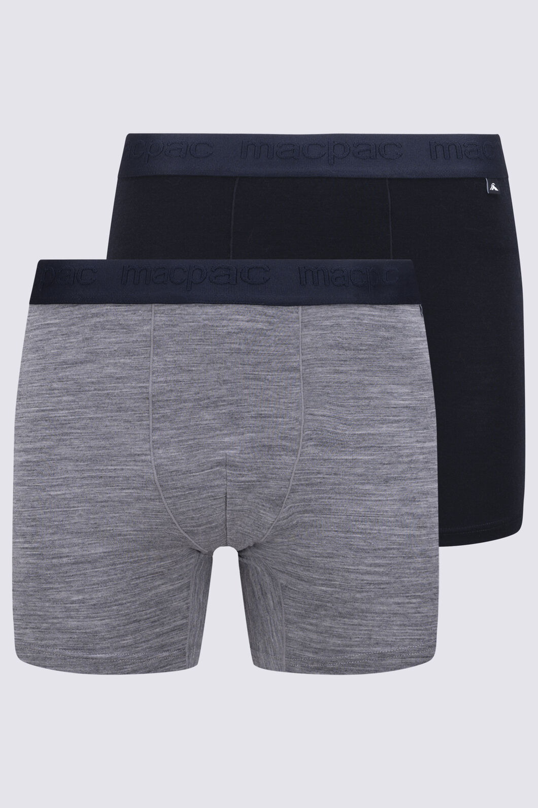 Macpac Men's Merino 180 Boxers - 2 Pack, Black/Mid Grey Marle, hi-res