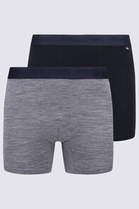 Macpac Men's Merino 180 Boxers - 2 Pack, Black/Mid Grey Marle, hi-res