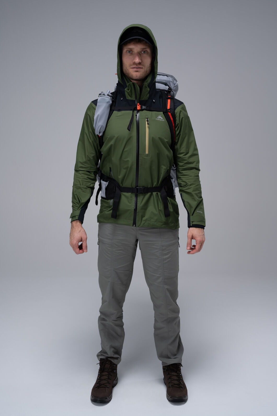 Macpac Men's Traverse Rain Jacket, Bronze Green/Black, hi-res