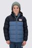 Macpac Kids' Halo Hooded Down Jacket, Black/Bering Sea, hi-res