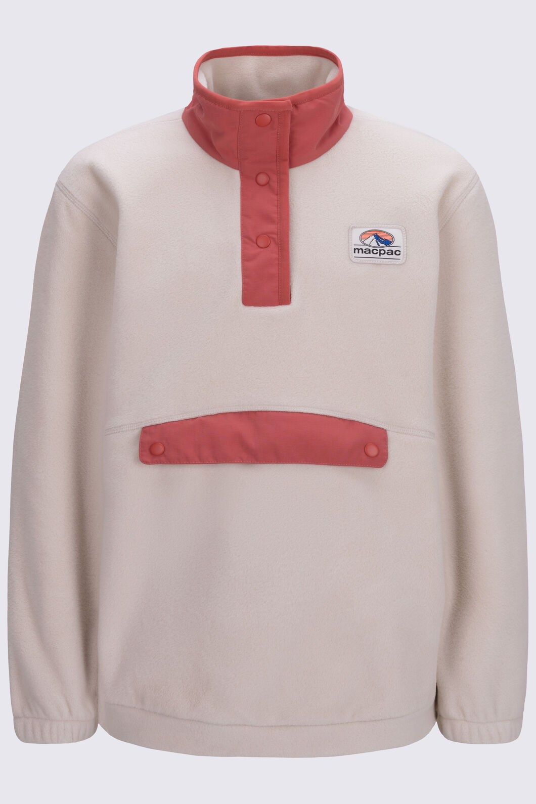 Macpac Kids' Heritage Snap Fleece Pullover, French Oak, hi-res