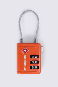 Macpac 3-dial Metal TSA 8 Cable Travel Padlock, Orange, hi-res